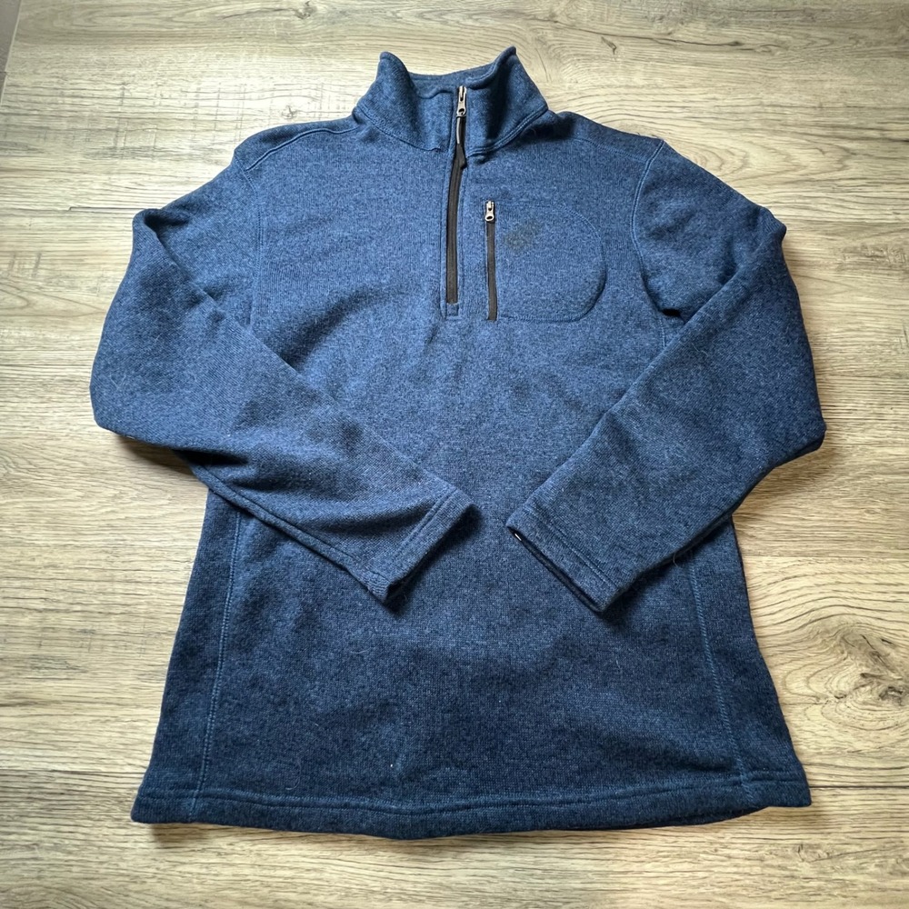 Mountain Club Fleece Pullover Mens Medium Blue 1/4 Zip Heathered Outdoor Sweater